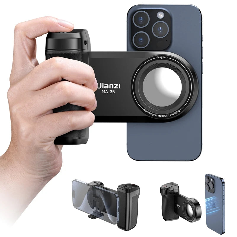 Ulanzi Telefone Camera Grip Handle, Obturador Magsafe Bluetooth, Estabilizador Selfie Smartphone, Tiro Horizontal Vertical, MA35